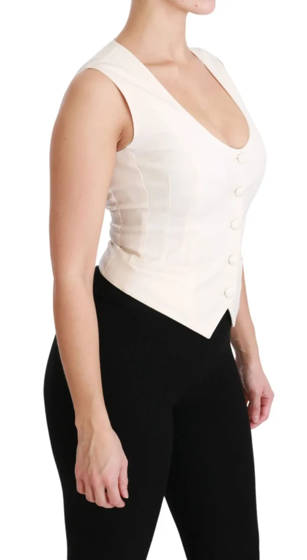 Dolce & Gabbana Women's Elegant White Sleeveless Wool-Silk Blend Vest