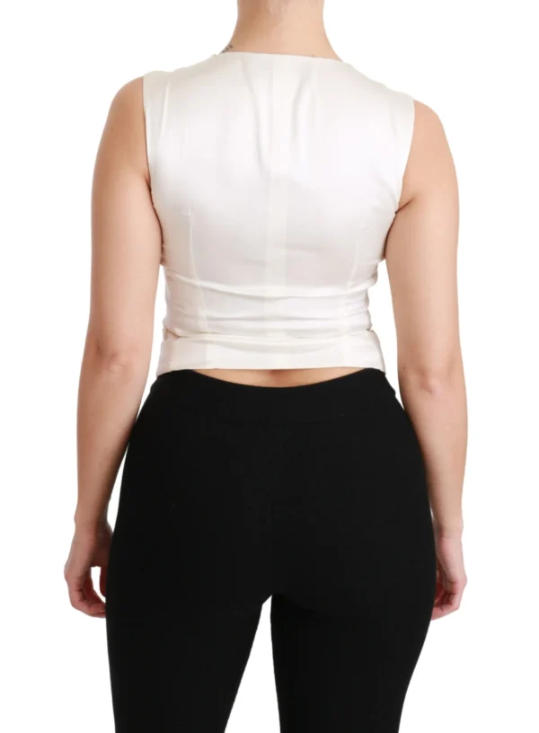 Dolce & Gabbana Women's Elegant White Sleeveless Wool-Silk Blend Vest
