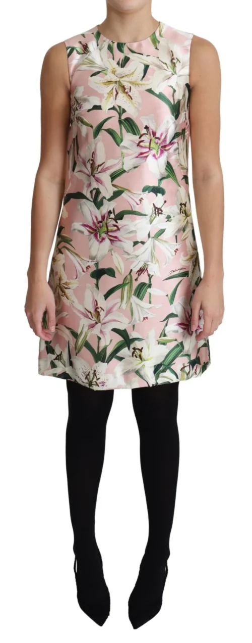 Dolce & Gabbana Women's Floral A-Line Mini Silk Dress in Pink