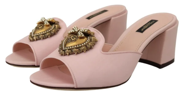 Dolce & Gabbana Women's Elegant Pink Silk Slide Sandals