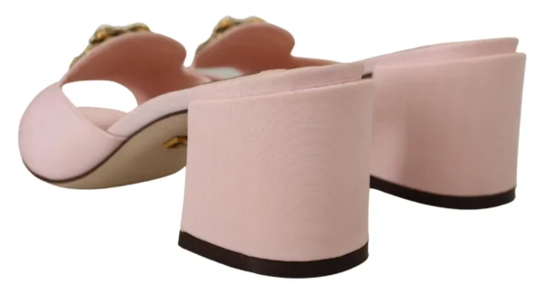 Dolce & Gabbana Women's Elegant Pink Silk Slide Sandals