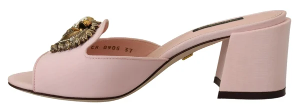 Dolce & Gabbana Women's Elegant Pink Silk Slide Sandals