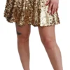 Dolce & Gabbana Women's Gold Sequined High Waist A-Line Mini Skirt