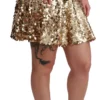 Dolce & Gabbana Women's Gold Sequined High Waist A-Line Mini Skirt