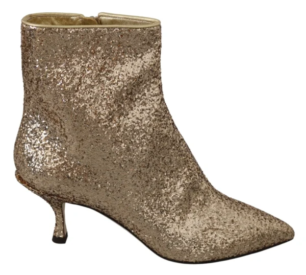 Dolce & Gabbana Women's Glimmering Gold Sequined Leather Boots
