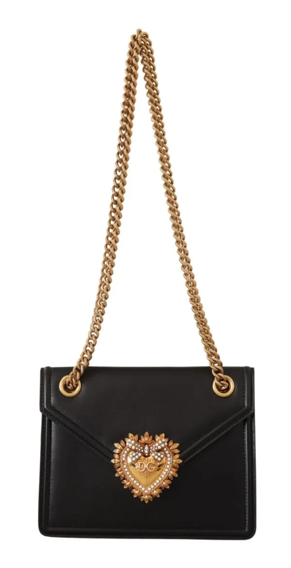 Dolce & Gabbana Women's Elegant Black Leather Devotion Shoulder Bag