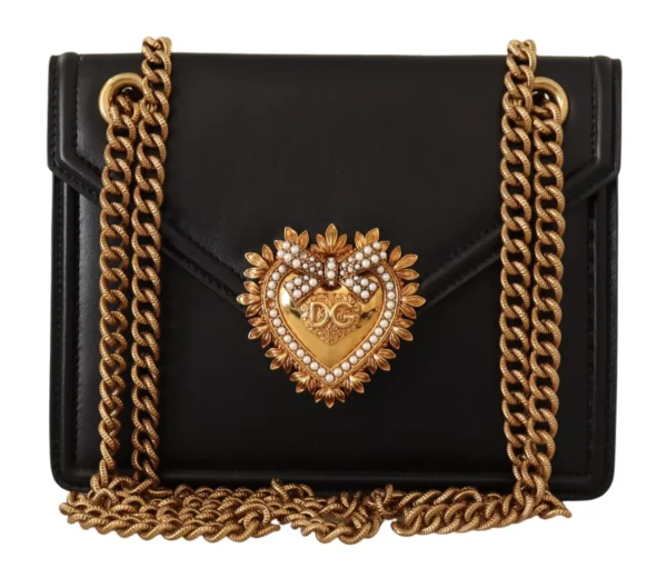 Dolce & Gabbana Women's Elegant Black Leather Devotion Shoulder Bag