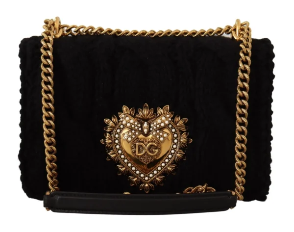 Dolce & Gabbana Women's Sumptuous Black Wool-Cashmere Shoulder Bag