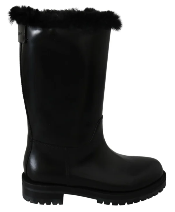 Dolce & Gabbana Women's Elegant Black Leather Flat Boots