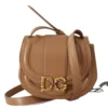 Dolce & Gabbana Women's Elegant Beige Leather Shoulder Bag with Gold Detailing