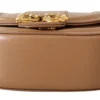 Dolce & Gabbana Women's Elegant Beige Leather Shoulder Bag with Gold Detailing