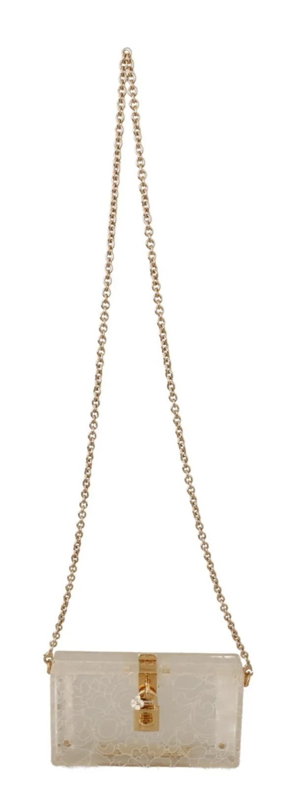 Dolce & Gabbana Women's Chic White Box Clutch with Detachable Gold Chain