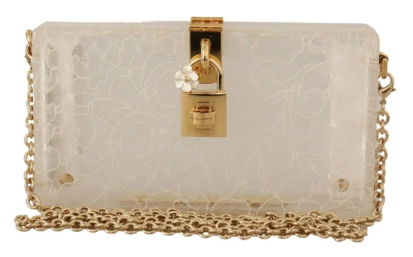 Dolce & Gabbana Women's Chic White Box Clutch with Detachable Gold Chain