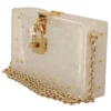 Dolce & Gabbana Women's Chic White Box Clutch with Detachable Gold Chain
