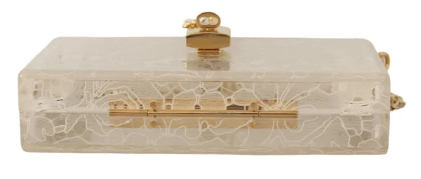 Dolce & Gabbana Women's Chic White Box Clutch with Detachable Gold Chain