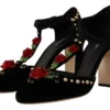 Dolce & Gabbana Women's Elegant Embellished T-Strap Heels Sandals