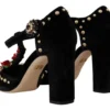 Dolce & Gabbana Women's Elegant Embellished T-Strap Heels Sandals