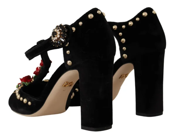 Dolce & Gabbana Women's Elegant Embellished T-Strap Heels Sandals