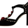 Dolce & Gabbana Women's Elegant Embellished T-Strap Heels Sandals