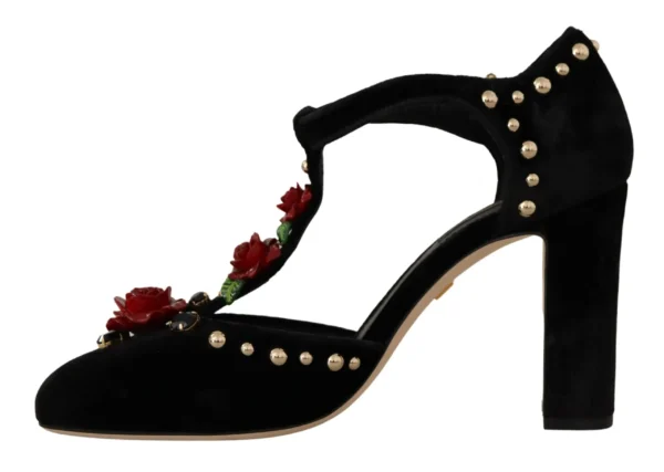 Dolce & Gabbana Women's Elegant Embellished T-Strap Heels Sandals