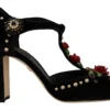 Dolce & Gabbana Women's Elegant Embellished T-Strap Heels Sandals