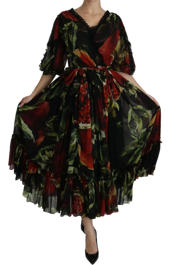 Dolce & Gabbana Women's Elegant Bell Sleeve Floral Maxi Dress