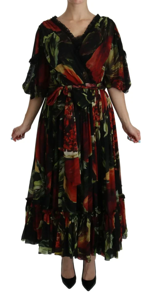 Dolce & Gabbana Women's Elegant Bell Sleeve Floral Maxi Dress