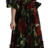Dolce & Gabbana Women's Elegant Bell Sleeve Floral Maxi Dress
