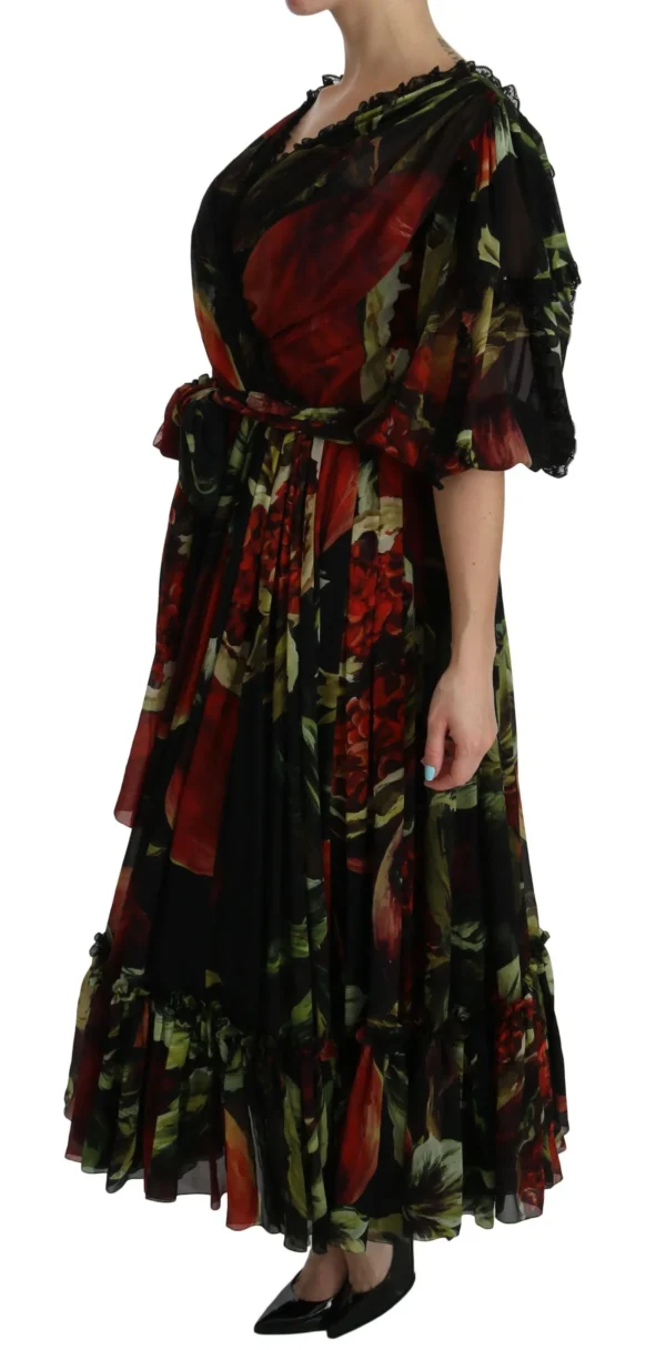Dolce & Gabbana Women's Elegant Bell Sleeve Floral Maxi Dress