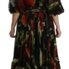 Dolce & Gabbana Women's Elegant Bell Sleeve Floral Maxi Dress