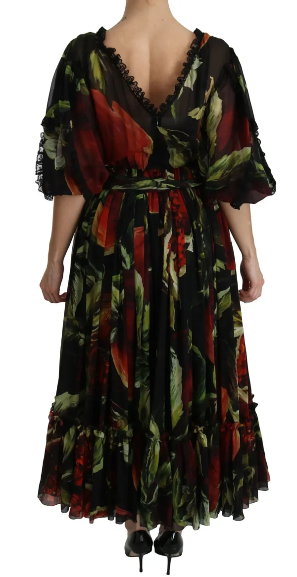 Dolce & Gabbana Women's Elegant Bell Sleeve Floral Maxi Dress