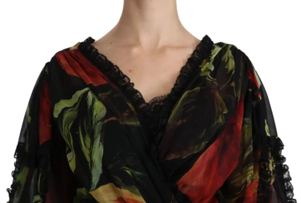 Dolce & Gabbana Women's Elegant Bell Sleeve Floral Maxi Dress