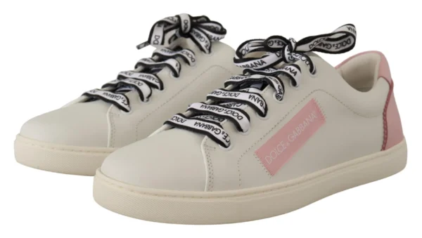 Dolce & Gabbana Women's Chic White & Pink Leather Sneakers