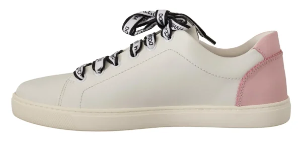 Dolce & Gabbana Women's Chic White & Pink Leather Sneakers