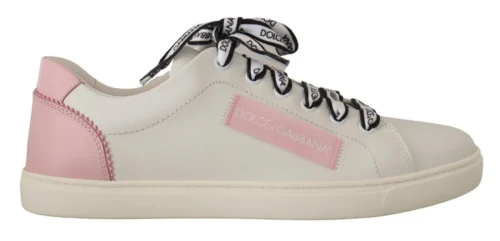 Dolce & Gabbana Women's Chic White & Pink Leather Sneakers