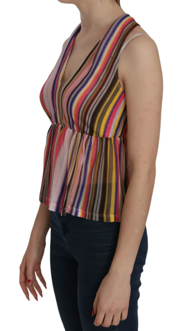 PINKO Women's Chic Sleeveless Deep Neck Backless Top
