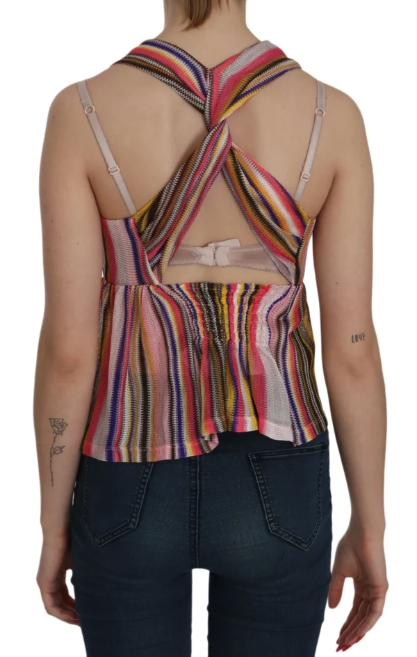 PINKO Women's Chic Sleeveless Deep Neck Backless Top