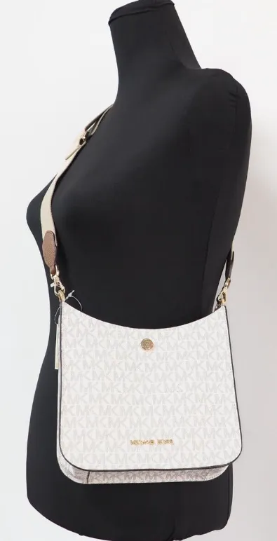 Michael Kors Women's Briley Small Messenger Crossbody Handbag Purse Vanilla