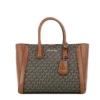 Michael Kors Women's Kali Medium Brown Signature PVC Satchel Purse Handbag Ipad Case