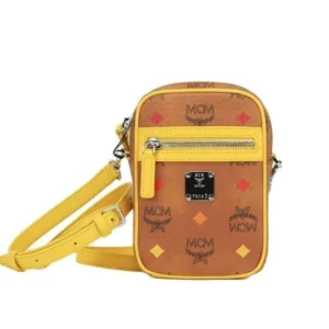 MCM Women's Signature Berlin Gold Diamond Logo Leather Mini Flap Lock Crossbody Handbag