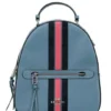 COACH Women's Jordyn Varsity Stripe Indigo Crossgrain Leather Backpack Bookbag