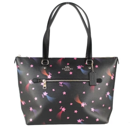COACH Women's Disco Star Print Crossgrain Leather Gallery Shoulder Tote Handbag
