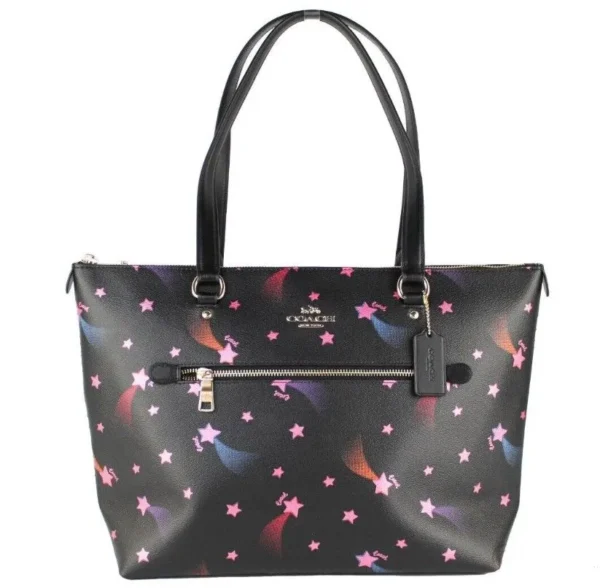 COACH Women's Disco Star Print Crossgrain Leather Gallery Shoulder Tote Handbag