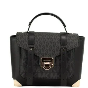 COACH Women's Alice Small Brown Black Crossgrain Leather Satchel Crossbody Bag