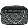 Michael Kors Women's Jet Set Large East West Black Silver PVC Zip Chain Crossbody Bag