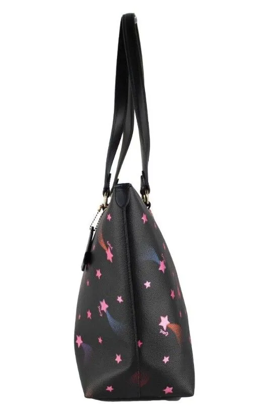 COACH Women's Disco Star Print Crossgrain Leather Gallery Shoulder Tote Handbag