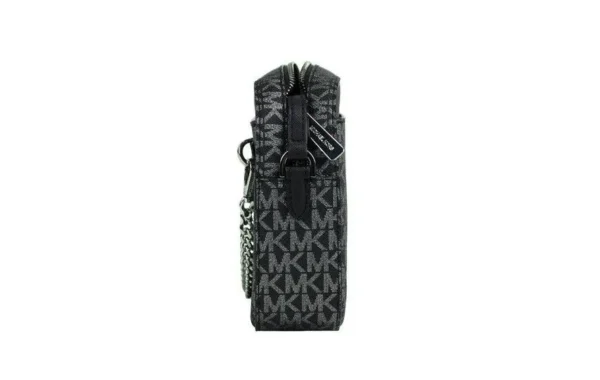Michael Kors Women's Jet Set Large East West Black Silver PVC Zip Chain Crossbody Bag