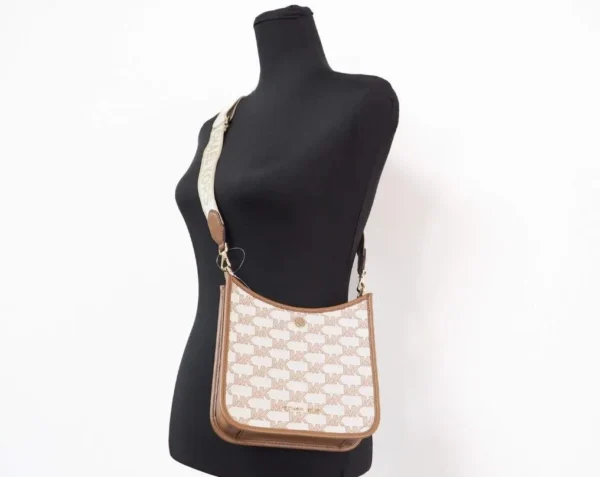 Michael Kors Women's Briley Small Luggage Signature Canvas Messenger Crossbody Handbag