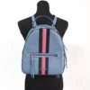 COACH Women's Jordyn Varsity Stripe Indigo Crossgrain Leather Backpack Bookbag