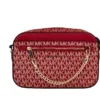 Michael Kors Women's Jet Set Large East West Chili Pale Gold PVC Zip Chain Crossbody Bag